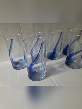 Libbey Blue Ribbon Impressions Tumbler Glasses - Set of 7pcs